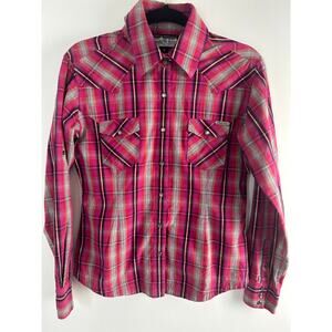 Powder River Outfitters Size M Women's Panhandle Slim Pink Pearl Snap Western